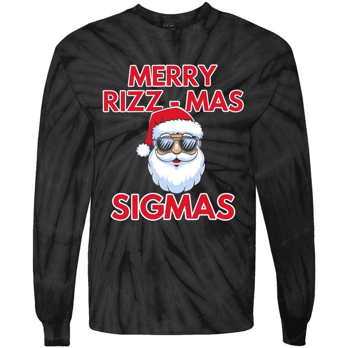 Merry Rizz Mas Sigmas Gen Alpha Middle School Christmas Tie-Dye Long Sleeve Shirt