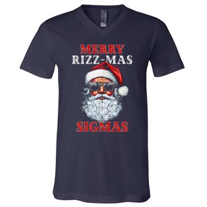 Merry Rizz Mas Sigmas Gen Alpha Middle School Christmas V-Neck T-Shirt