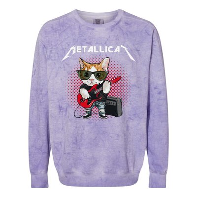 Metallicat Rock Music Funny Parody Cat Lovers Concert Colorblast Crewneck Sweatshirt