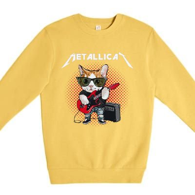 Metallicat Rock Music Funny Parody Cat Lovers Concert Premium Crewneck Sweatshirt