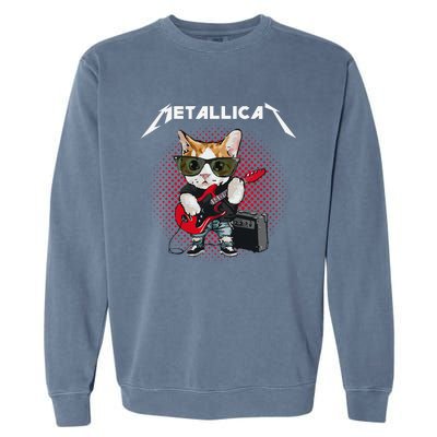 Metallicat Rock Music Funny Parody Cat Lovers Concert Garment-Dyed Sweatshirt