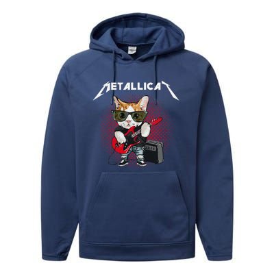 Metallicat Rock Music Funny Parody Cat Lovers Concert Performance Fleece Hoodie