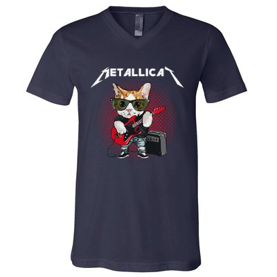 Metallicat Rock Music Funny Parody Cat Lovers Concert V-Neck T-Shirt