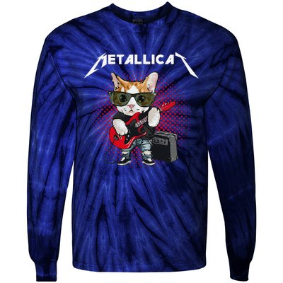 Metallicat Rock Music Funny Parody Cat Lovers Concert Tie-Dye Long Sleeve Shirt