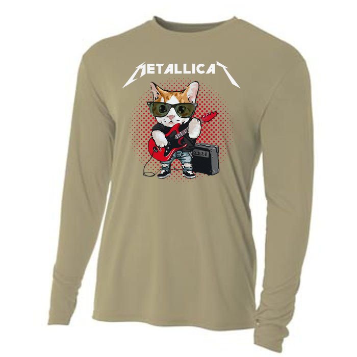 Metallicat Rock Music Funny Parody Cat Lovers Concert Cooling Performance Long Sleeve Crew