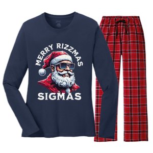 Merry Rizz Mas Sigmas Gen Alpha Middle School Xmas Women's Long Sleeve Flannel Pajama Set 