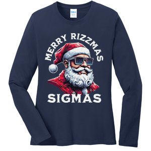 Merry Rizz Mas Sigmas Gen Alpha Middle School Xmas Ladies Long Sleeve Shirt