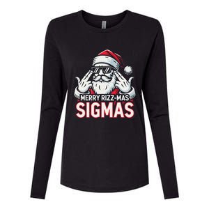 Merry Rizz Mas Sigmas Gen Alpha Middle School Christmas Womens Cotton Relaxed Long Sleeve T-Shirt