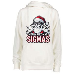 Merry Rizz Mas Sigmas Gen Alpha Middle School Christmas Womens Funnel Neck Pullover Hood