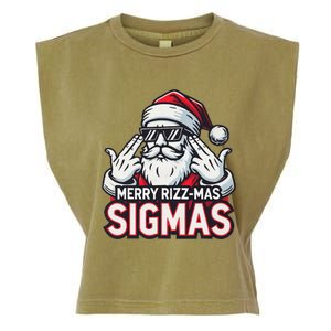 Merry Rizz Mas Sigmas Gen Alpha Middle School Christmas Garment-Dyed Women's Muscle Tee