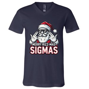 Merry Rizz Mas Sigmas Gen Alpha Middle School Christmas V-Neck T-Shirt