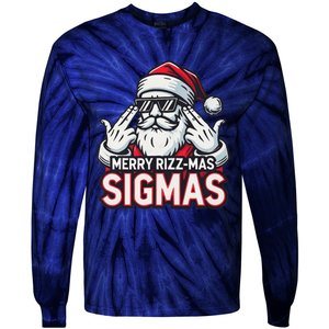 Merry Rizz Mas Sigmas Gen Alpha Middle School Christmas Tie-Dye Long Sleeve Shirt