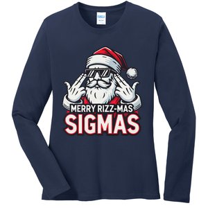 Merry Rizz Mas Sigmas Gen Alpha Middle School Christmas Ladies Long Sleeve Shirt