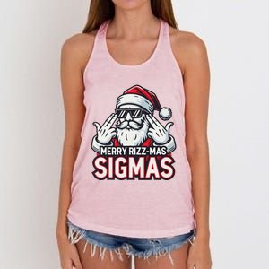 Merry Rizz Mas Sigmas Gen Alpha Middle School Christmas Women's Knotted Racerback Tank