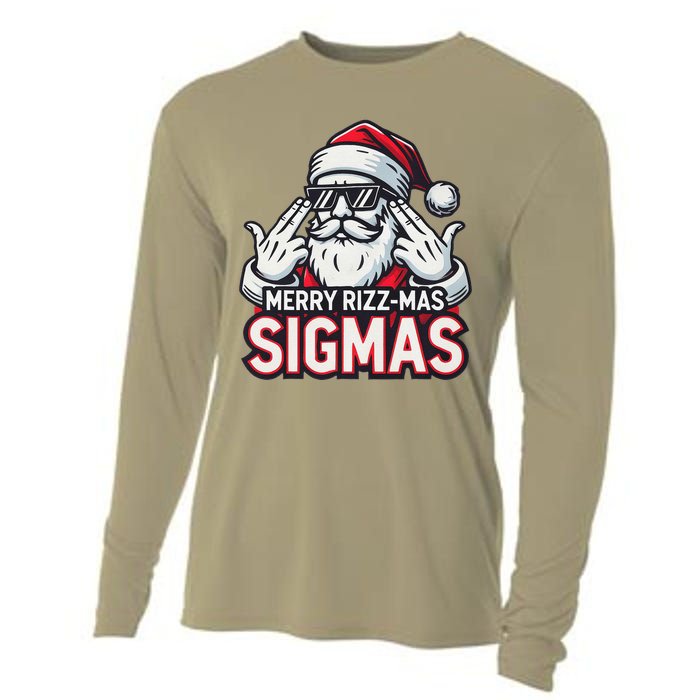 Merry Rizz Mas Sigmas Gen Alpha Middle School Christmas Cooling Performance Long Sleeve Crew