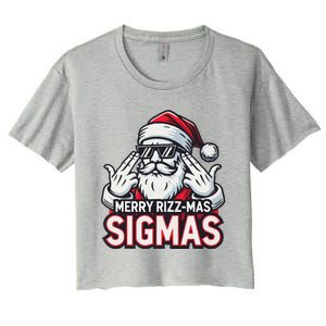 Merry Rizz Mas Sigmas Gen Alpha Middle School Christmas Women's Crop Top Tee