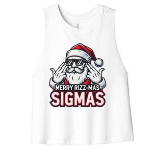 Merry Rizz Mas Sigmas Gen Alpha Middle School Christmas Women's Racerback Cropped Tank