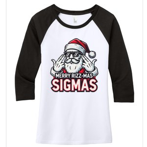 Merry Rizz Mas Sigmas Gen Alpha Middle School Christmas Women's Tri-Blend 3/4-Sleeve Raglan Shirt