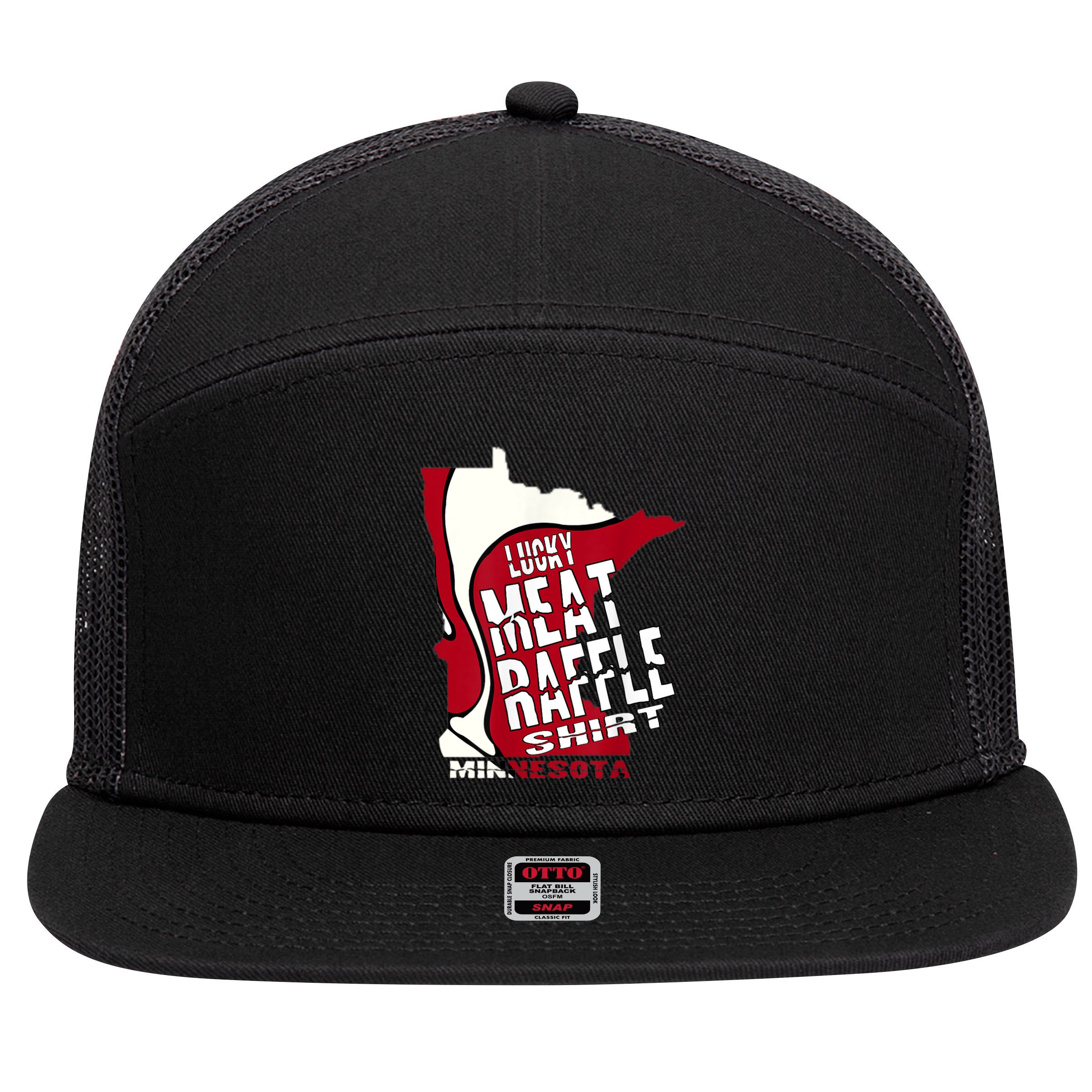Meat Raffles Minnesota Meat Drawing 7 Panel Mesh Trucker Snapback Hat