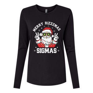 Merry Rizz Mas Sigmas Gen Alpha Middle School Christmas Womens Cotton Relaxed Long Sleeve T-Shirt