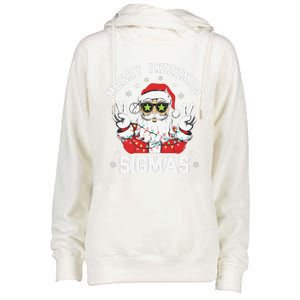 Merry Rizz Mas Sigmas Gen Alpha Middle School Christmas Womens Funnel Neck Pullover Hood