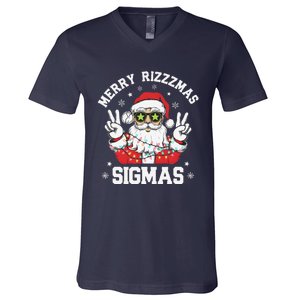 Merry Rizz Mas Sigmas Gen Alpha Middle School Christmas V-Neck T-Shirt