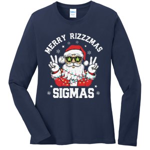 Merry Rizz Mas Sigmas Gen Alpha Middle School Christmas Ladies Long Sleeve Shirt