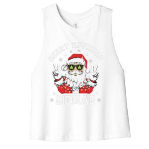 Merry Rizz Mas Sigmas Gen Alpha Middle School Christmas Women's Racerback Cropped Tank