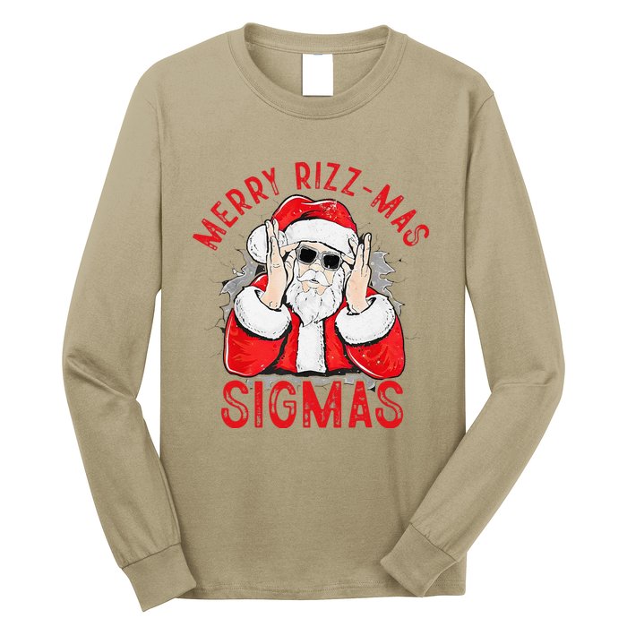 Merry Rizz Mas Sigmas Gen Alpha Middle School Christmas Long Sleeve Shirt