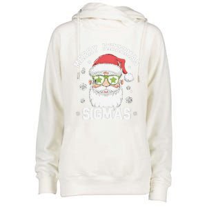 Merry Rizz Mas Sigmas Gen Alpha Middle School Christmas Womens Funnel Neck Pullover Hood