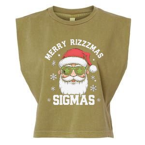 Merry Rizz Mas Sigmas Gen Alpha Middle School Christmas Garment-Dyed Women's Muscle Tee