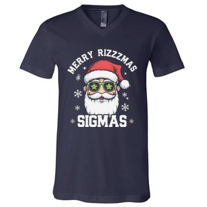 Merry Rizz Mas Sigmas Gen Alpha Middle School Christmas V-Neck T-Shirt