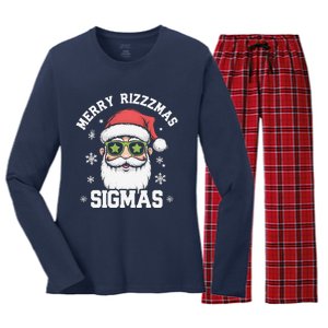 Merry Rizz Mas Sigmas Gen Alpha Middle School Christmas Women's Long Sleeve Flannel Pajama Set 