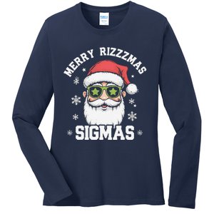 Merry Rizz Mas Sigmas Gen Alpha Middle School Christmas Ladies Long Sleeve Shirt