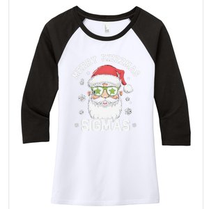 Merry Rizz Mas Sigmas Gen Alpha Middle School Christmas Women's Tri-Blend 3/4-Sleeve Raglan Shirt