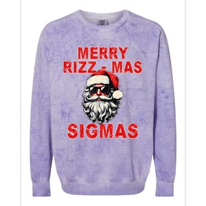 Merry Rizz Mas Sigmas Cool Santa Face Gen Alpha Christmas Gift Colorblast Crewneck Sweatshirt