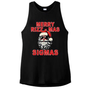 Merry Rizz Mas Sigmas Cool Santa Face Gen Alpha Christmas Gift Ladies PosiCharge Tri-Blend Wicking Tank