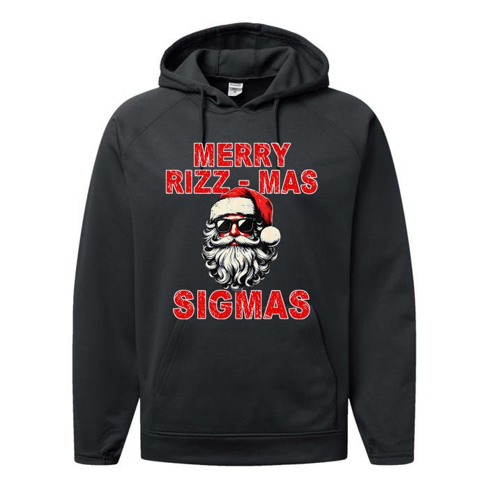 Merry Rizz Mas Sigmas Cool Santa Face Gen Alpha Christmas Gift Performance Fleece Hoodie