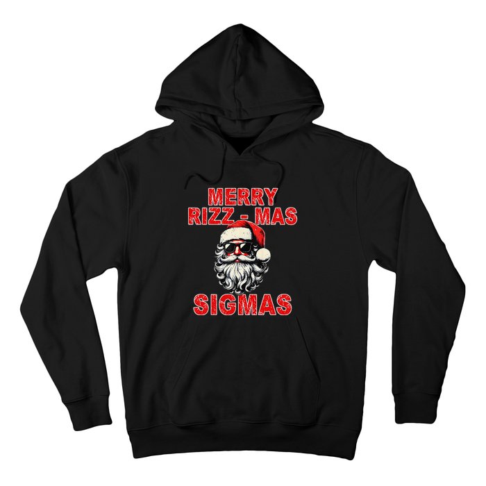 Merry Rizz Mas Sigmas Cool Santa Face Gen Alpha Christmas Gift Hoodie