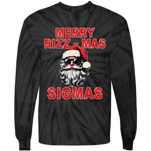 Merry Rizz Mas Sigmas Cool Santa Face Gen Alpha Christmas Gift Tie-Dye Long Sleeve Shirt