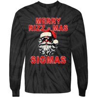 Merry Rizz Mas Sigmas Cool Santa Face Gen Alpha Christmas Gift Tie-Dye Long Sleeve Shirt