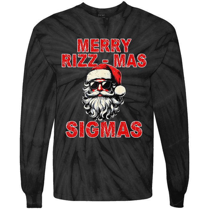 Merry Rizz Mas Sigmas Cool Santa Face Gen Alpha Christmas Gift Tie-Dye Long Sleeve Shirt