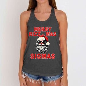 Merry Rizz Mas Sigmas Cool Santa Face Gen Alpha Christmas Gift Women's Knotted Racerback Tank