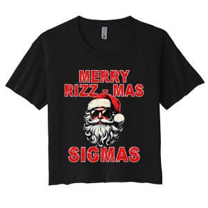 Merry Rizz Mas Sigmas Cool Santa Face Gen Alpha Christmas Gift Women's Crop Top Tee