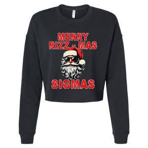 Merry Rizz Mas Sigmas Cool Santa Face Gen Alpha Christmas Gift Cropped Pullover Crew