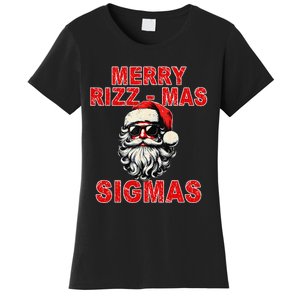 Merry Rizz Mas Sigmas Cool Santa Face Gen Alpha Christmas Gift Women's T-Shirt