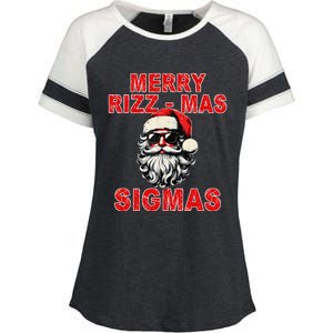 Merry Rizz Mas Sigmas Cool Santa Face Gen Alpha Christmas Gift Enza Ladies Jersey Colorblock Tee