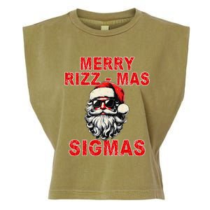 Merry Rizz Mas Sigmas Cool Santa Face Gen Alpha Christmas Gift Garment-Dyed Women's Muscle Tee