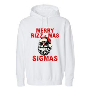 Merry Rizz Mas Sigmas Cool Santa Face Gen Alpha Christmas Gift Garment-Dyed Fleece Hoodie