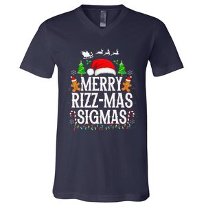 Merry Rizz Mas Sigmas Funny Xmas Santa Christmas V-Neck T-Shirt